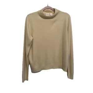 Women's size L CC Hughes Yellow Long Sleeved Crew Neck Sweater 100% Acrylic Vtg